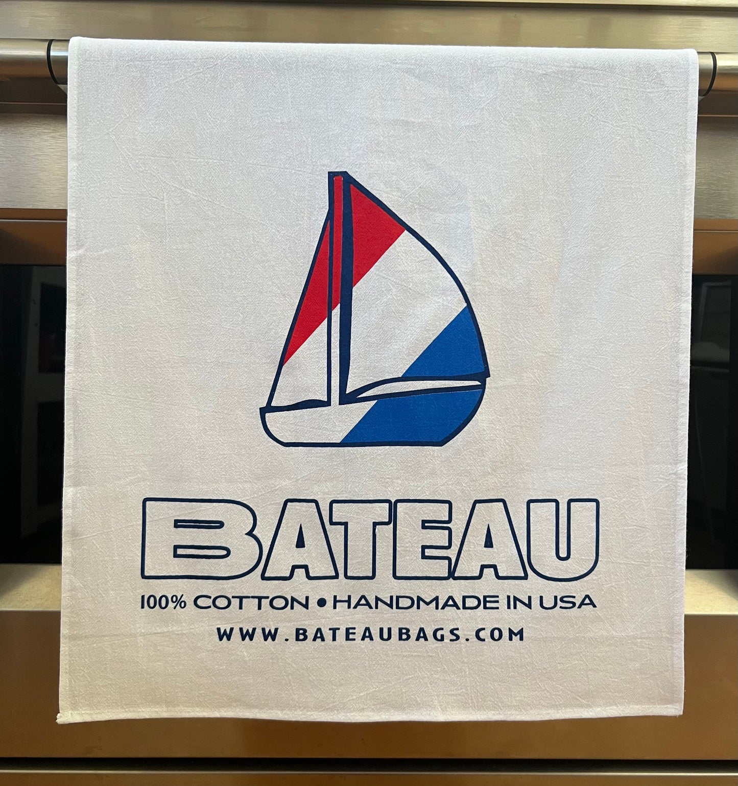 Bateau Logo Tea Towel - navy
